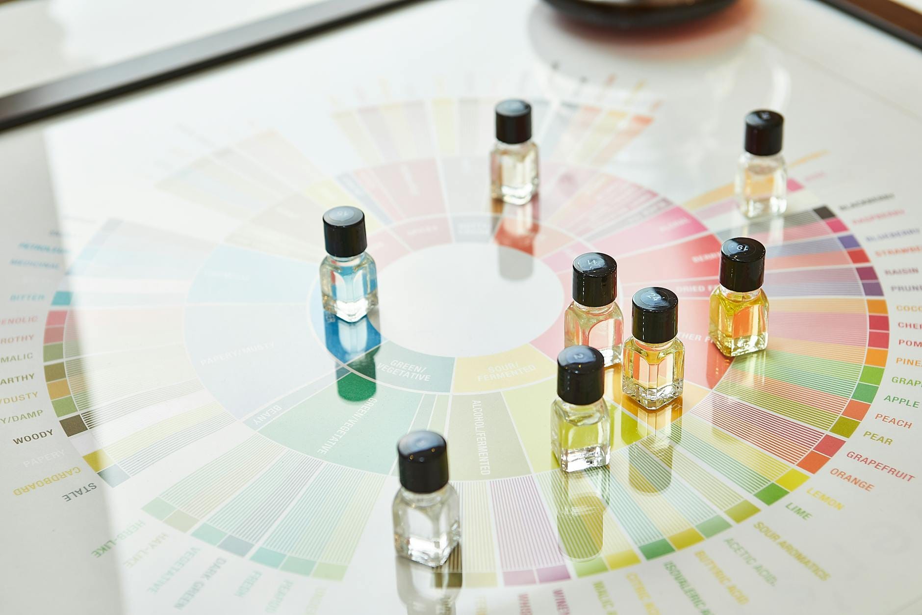 Infographic explaining top, middle, and base fragrance notes with examples of perfumes for each layer.
