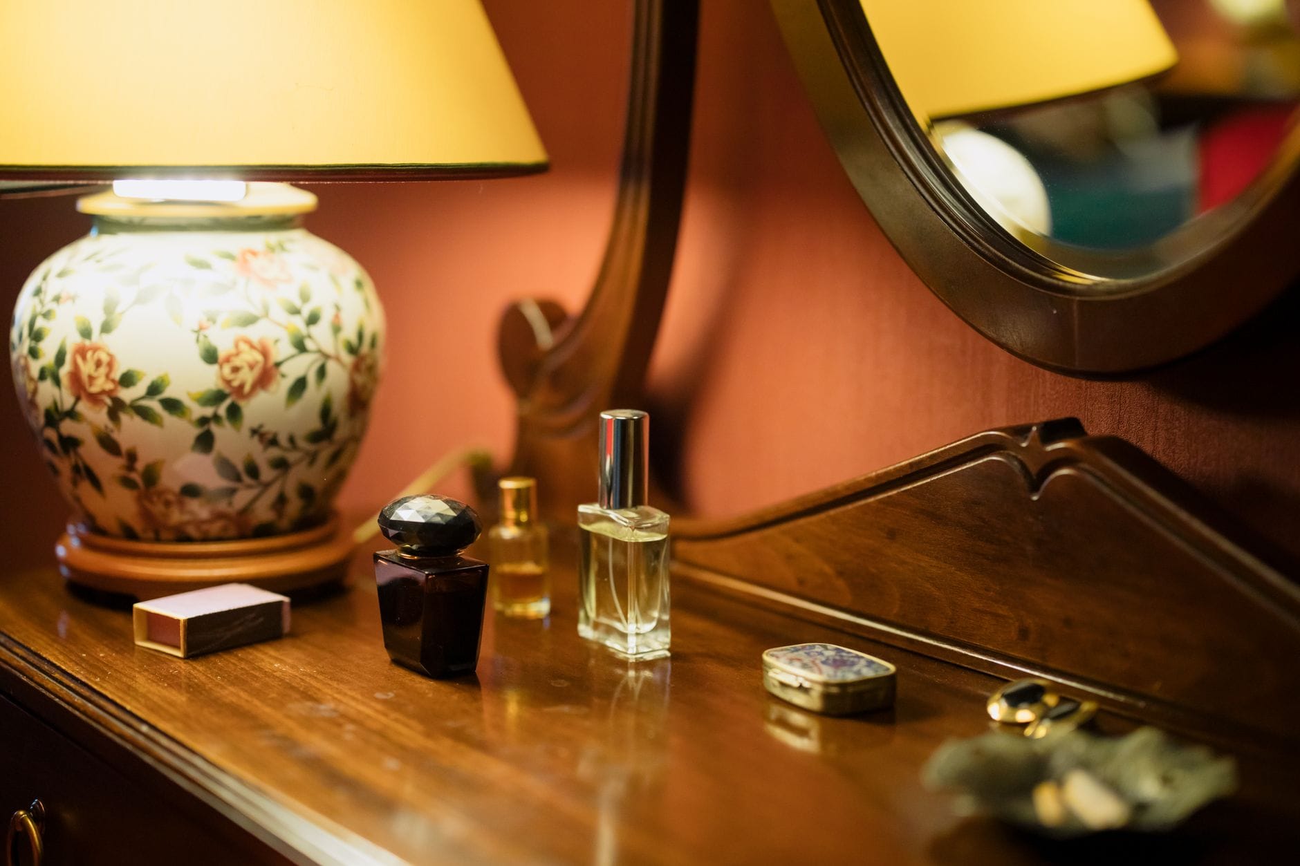 Top trending perfumes on TikTok in 2026 displayed on an elegant vanity table
